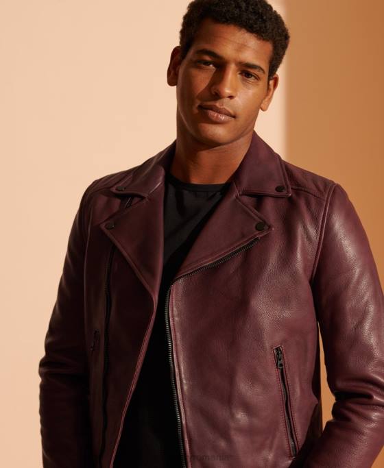Superdry geacă de motociclist din piele îmbrăcăminte Violet bărbați JX0Z4725