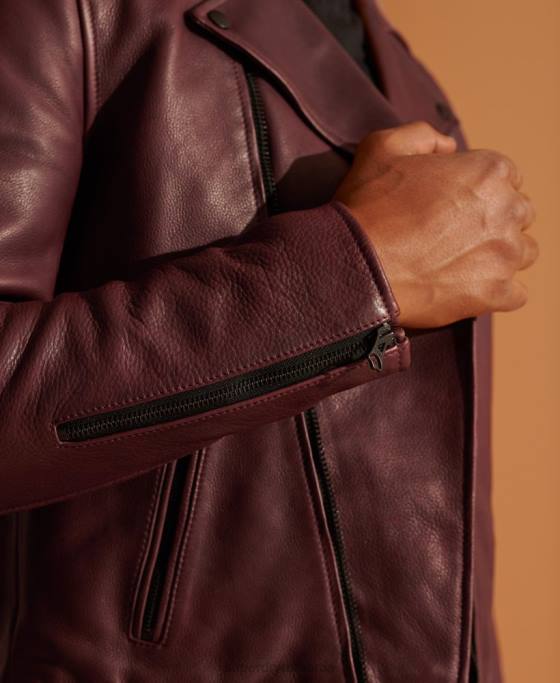 Superdry geacă de motociclist din piele îmbrăcăminte Violet bărbați JX0Z4725