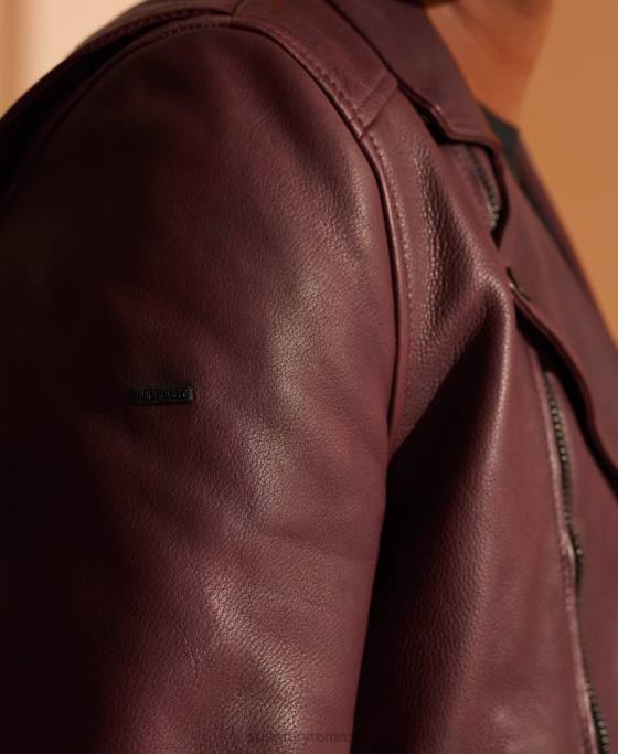 Superdry geacă de motociclist din piele îmbrăcăminte Violet bărbați JX0Z4725