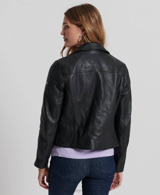 Superdry geacă de motociclist din piele îmbrăcăminte negru femei JX0Z3844