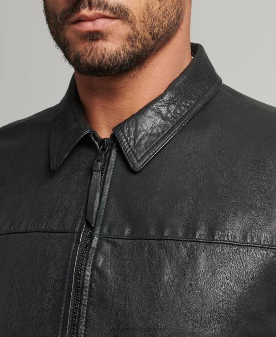 Superdry geacă de piele antrenor slim fit îmbrăcăminte negru bărbați JX0Z948