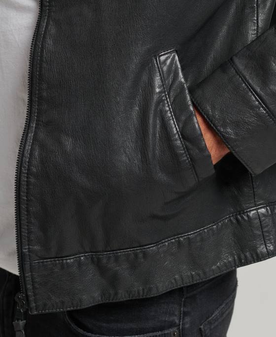 Superdry geacă de piele antrenor slim fit îmbrăcăminte negru bărbați JX0Z948