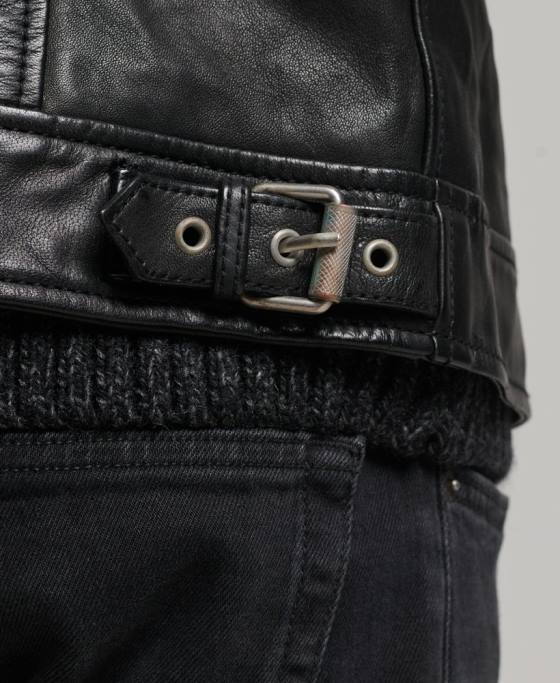 Superdry geacă de piele antrenor slim fit îmbrăcăminte negru bărbați JX0Z991