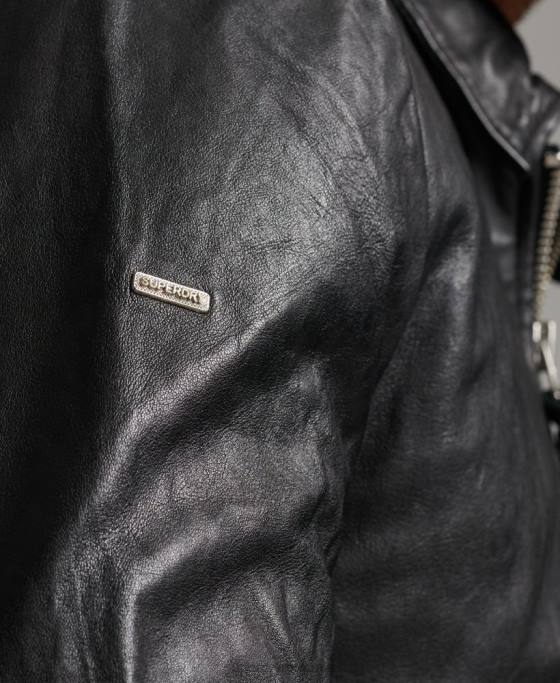 Superdry geacă de piele antrenor slim fit îmbrăcăminte negru bărbați JX0Z991