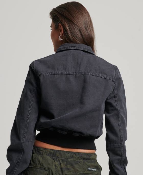 Superdry geacă de pânză indie club îmbrăcăminte negru femei JX0Z3733
