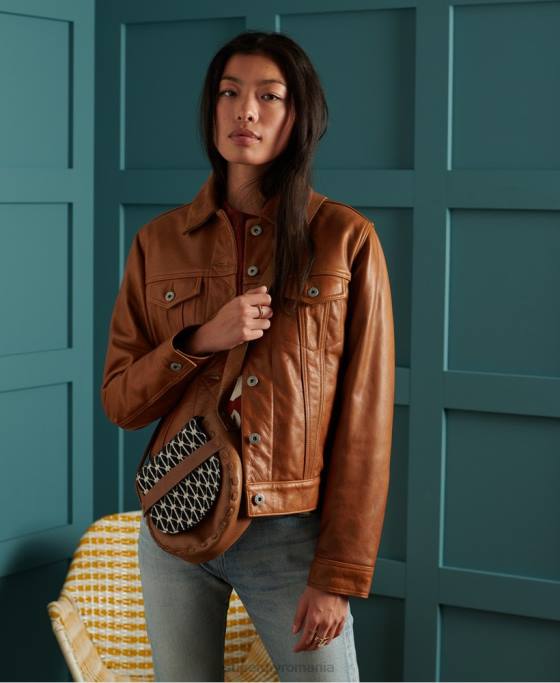Superdry geacă din piele uscată ediție limitată îmbrăcăminte bronzat femei JX0Z3757
