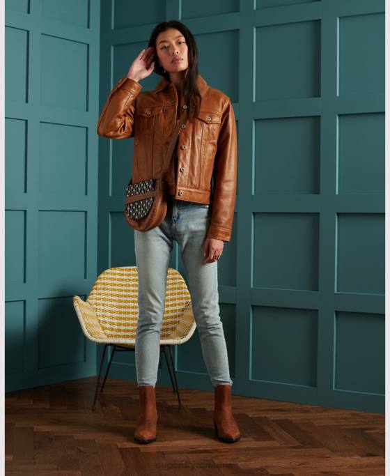 Superdry geacă din piele uscată ediție limitată îmbrăcăminte bronzat femei JX0Z3757