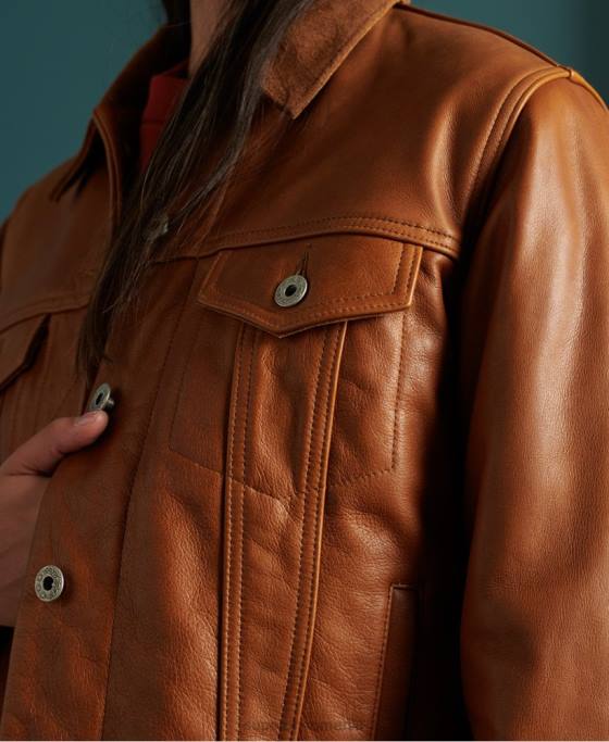 Superdry geacă din piele uscată ediție limitată îmbrăcăminte bronzat femei JX0Z3757