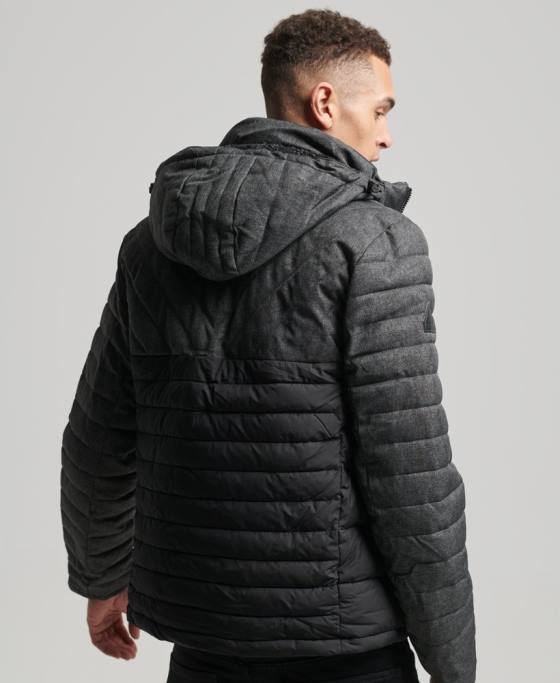 Superdry geacă fuji din tweed mix îmbrăcăminte gri inchis bărbați JX0Z4548