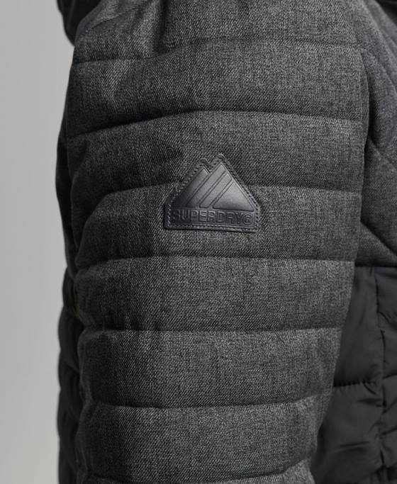 Superdry geacă fuji din tweed mix îmbrăcăminte gri inchis bărbați JX0Z4548