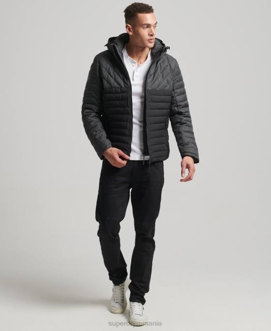 Superdry geacă fuji din tweed mix îmbrăcăminte gri inchis bărbați JX0Z4548