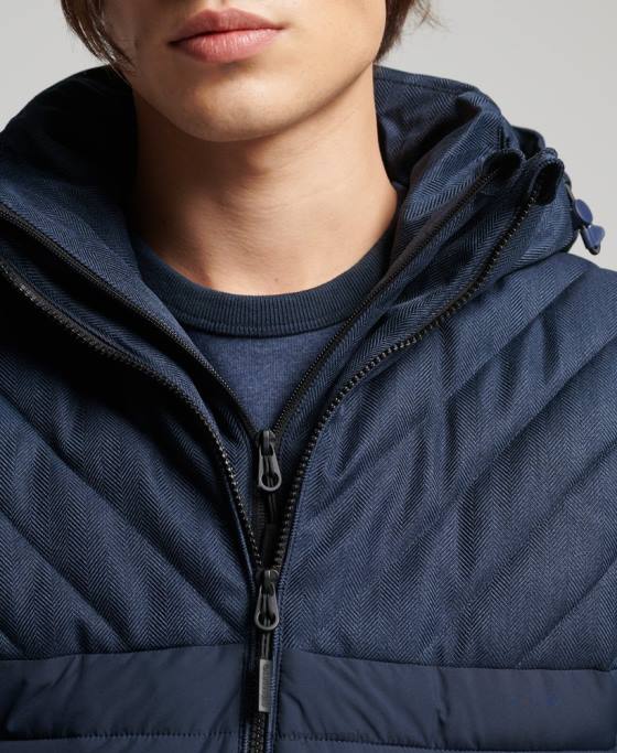 Superdry geacă fuji din tweed mix îmbrăcăminte marina bărbați JX0Z4625