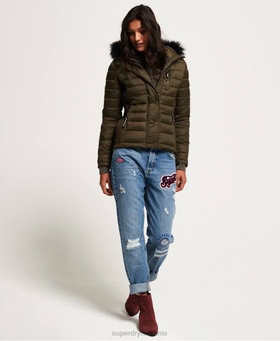 Superdry geacă fuji subțire cu glugă cu fermoar dublu îmbrăcăminte kaki femei JX0Z3845