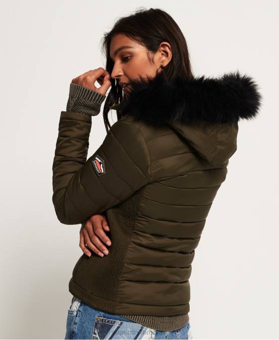 Superdry geacă fuji subțire cu glugă cu fermoar dublu îmbrăcăminte kaki femei JX0Z3845