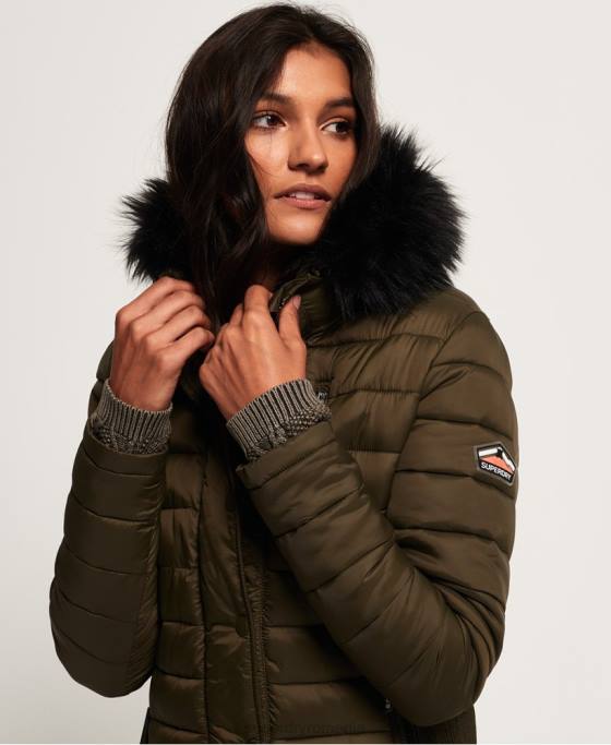 Superdry geacă fuji subțire cu glugă cu fermoar dublu îmbrăcăminte kaki femei JX0Z3845