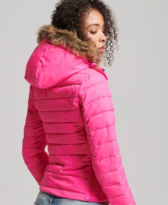 Superdry geacă fuji subțire cu glugă cu fermoar dublu îmbrăcăminte roz femei JX0Z5720