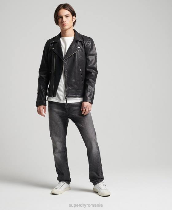 Superdry geacă motociclist din piele îmbrăcăminte negru bărbați JX0Z1060