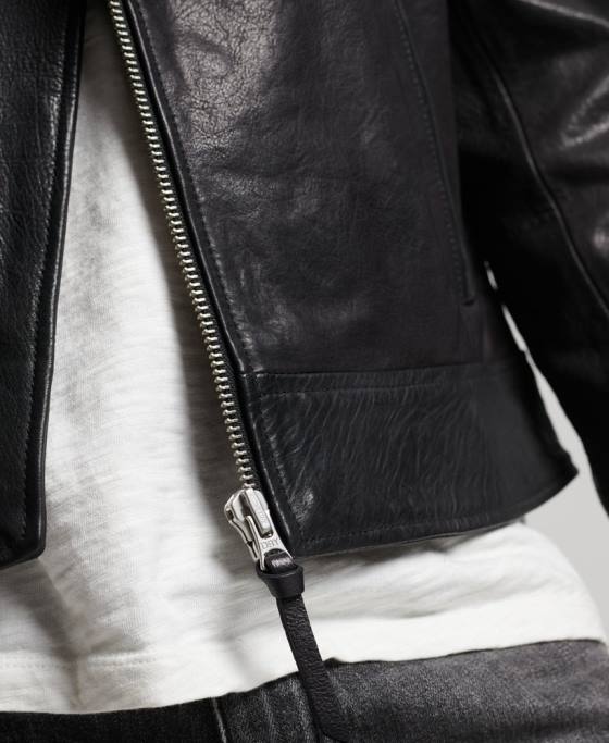 Superdry geacă motociclist din piele îmbrăcăminte negru bărbați JX0Z1060