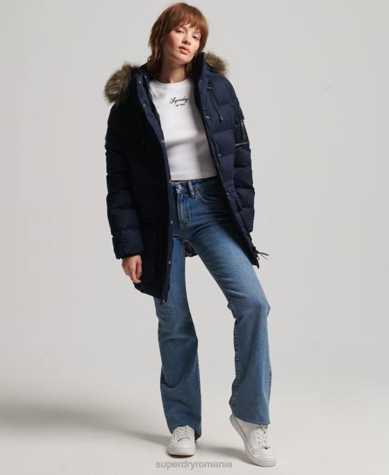 Superdry geacă parka expediție din microfibră îmbrăcăminte marina femei JX0Z3658