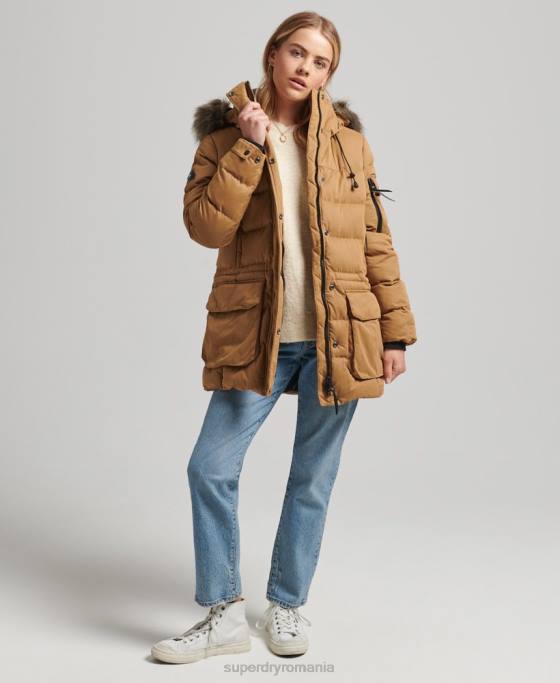 Superdry geacă parka expediție din microfibră îmbrăcăminte maro femei JX0Z3654