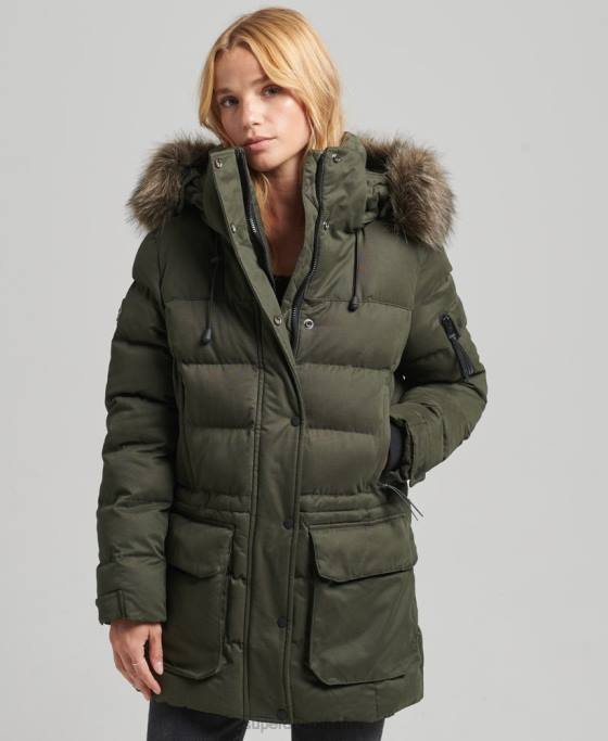 Superdry geacă parka expediție din microfibră îmbrăcăminte verde femei JX0Z3653