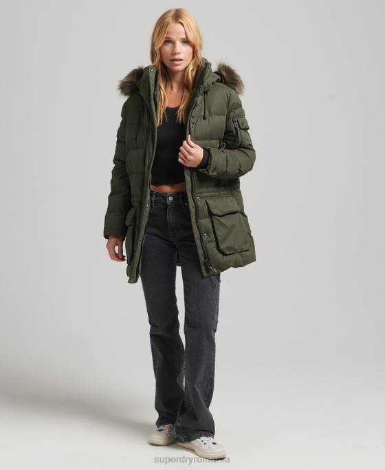 Superdry geacă parka expediție din microfibră îmbrăcăminte verde femei JX0Z3653