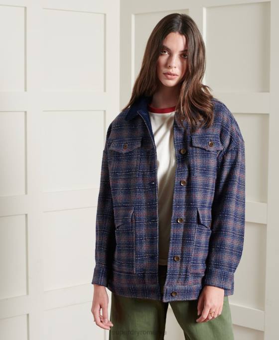 Superdry geacă scurtă din lână ediție limitată îmbrăcăminte albastru femei JX0Z5686