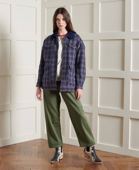 Superdry geacă scurtă din lână ediție limitată îmbrăcăminte albastru femei JX0Z5686
