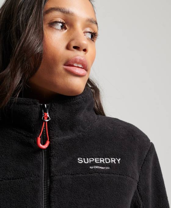 Superdry geacă trekker fleece îmbrăcăminte negru femei JX0Z3782