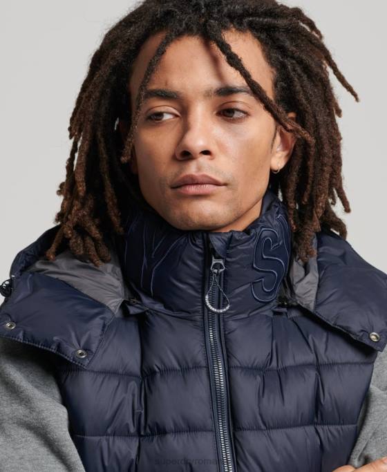Superdry gilet clasic căptușit cu glugă îmbrăcăminte marina bărbați JX0Z1069