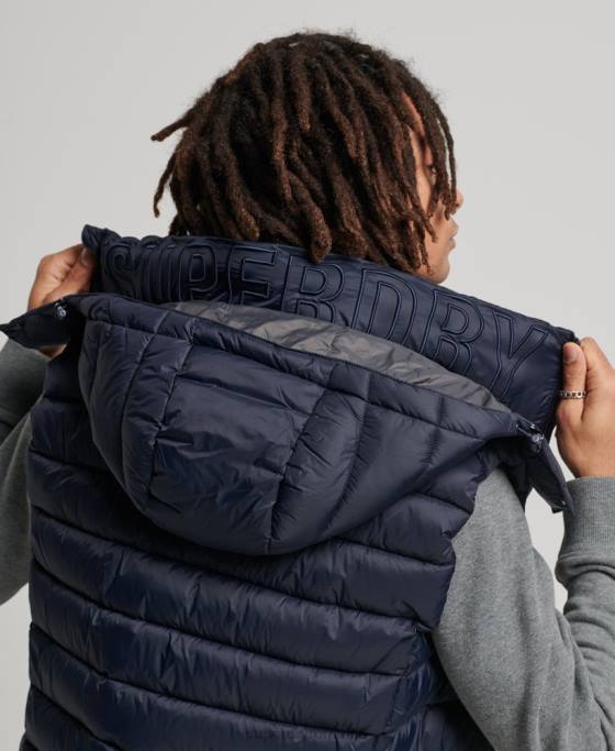 Superdry gilet clasic căptușit cu glugă îmbrăcăminte marina bărbați JX0Z1069