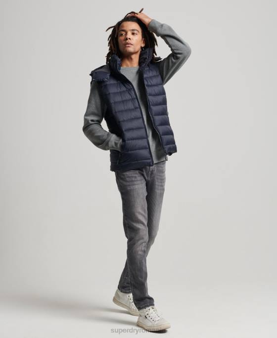 Superdry gilet clasic căptușit cu glugă îmbrăcăminte marina bărbați JX0Z1069