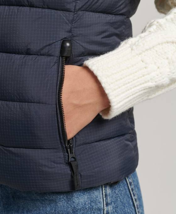 Superdry gilet clasic căptușit cu glugă îmbrăcăminte marina femei JX0Z3797