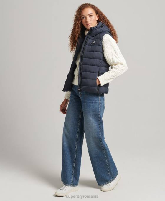Superdry gilet clasic căptușit cu glugă îmbrăcăminte marina femei JX0Z3797