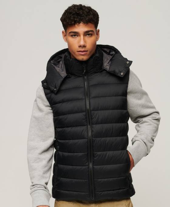 Superdry gilet clasic căptușit cu glugă îmbrăcăminte negru bărbați JX0Z1052