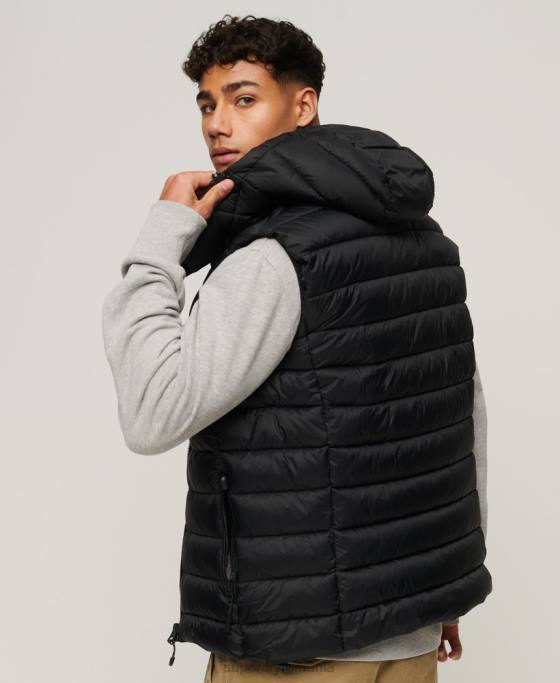 Superdry gilet clasic căptușit cu glugă îmbrăcăminte negru bărbați JX0Z1052