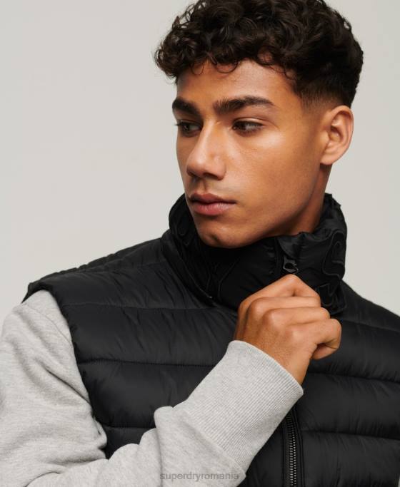 Superdry gilet clasic căptușit cu glugă îmbrăcăminte negru bărbați JX0Z1052
