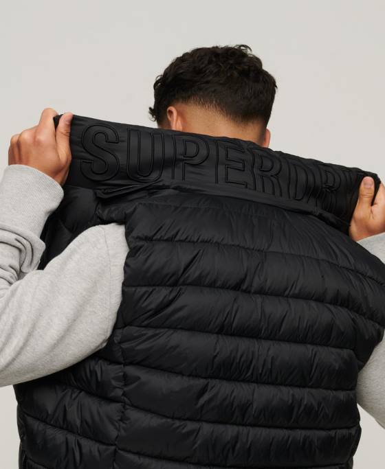 Superdry gilet clasic căptușit cu glugă îmbrăcăminte negru bărbați JX0Z1052