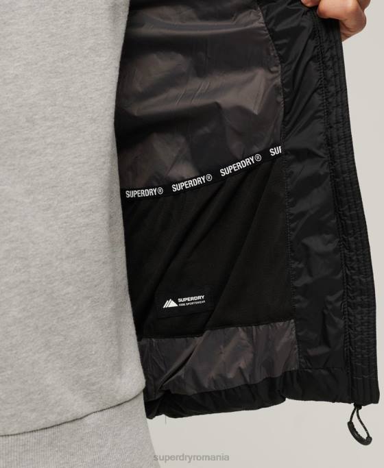 Superdry gilet clasic căptușit cu glugă îmbrăcăminte negru bărbați JX0Z1052