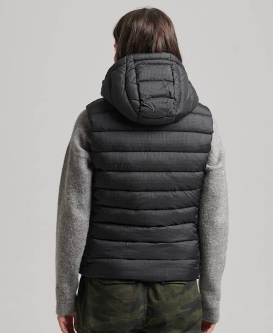 Superdry gilet clasic căptușit cu glugă îmbrăcăminte negru femei JX0Z3753