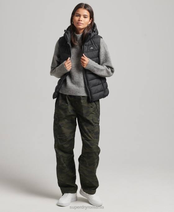 Superdry gilet clasic căptușit cu glugă îmbrăcăminte negru femei JX0Z3753