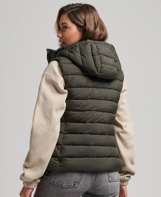 Superdry gilet clasic căptușit cu glugă îmbrăcăminte verde femei JX0Z3639