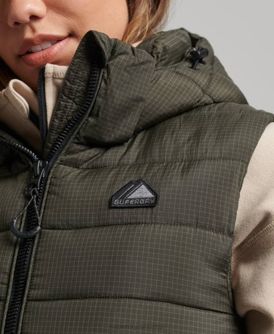 Superdry gilet clasic căptușit cu glugă îmbrăcăminte verde femei JX0Z3639