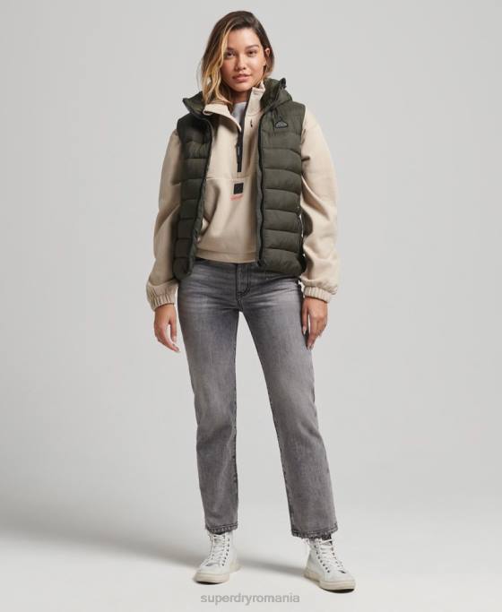 Superdry gilet clasic căptușit cu glugă îmbrăcăminte verde femei JX0Z3639