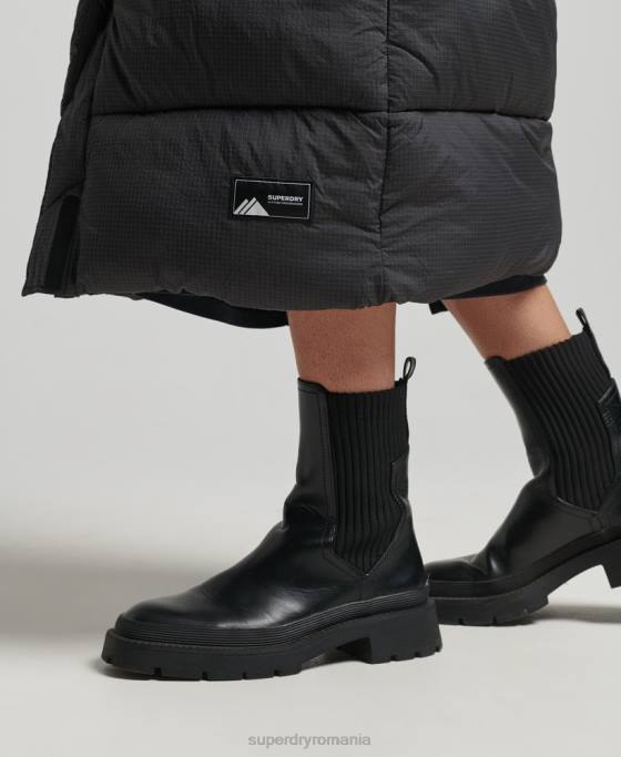 Superdry gilet cu paragate ripstop cu glugă îmbrăcăminte negru femei JX0Z3584