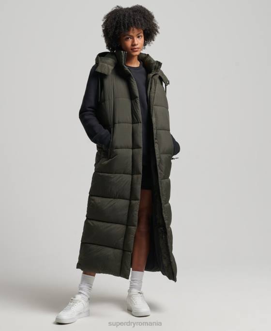 Superdry gilet cu paragate ripstop cu glugă îmbrăcăminte verde femei JX0Z3675