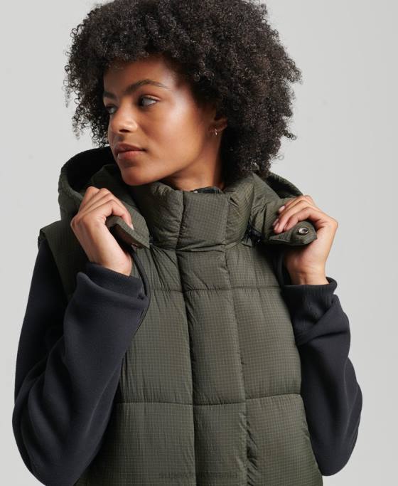 Superdry gilet cu paragate ripstop cu glugă îmbrăcăminte verde femei JX0Z3675