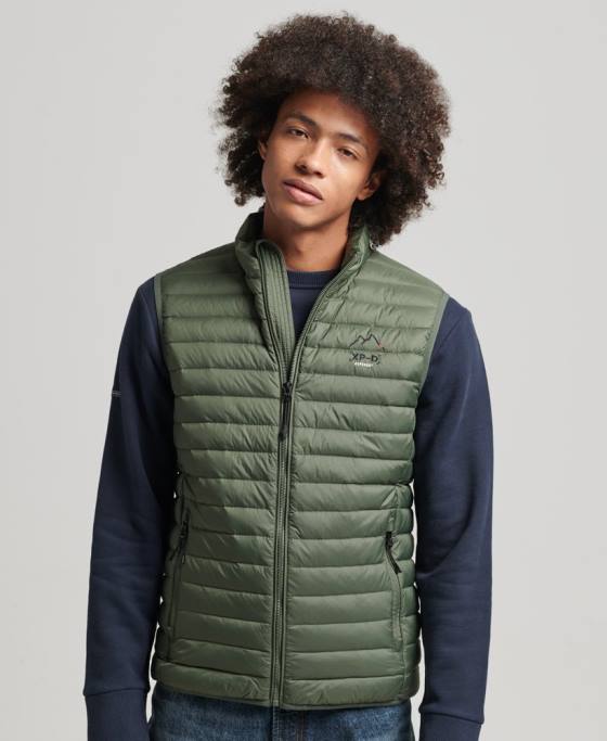 Superdry gilet cu puf de bază tech îmbrăcăminte kaki bărbați JX0Z4445