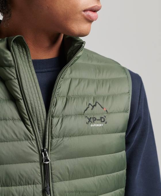 Superdry gilet cu puf de bază tech îmbrăcăminte kaki bărbați JX0Z4445