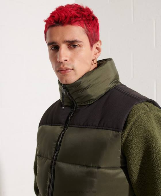 Superdry gilet căptușit îmbrăcăminte kaki bărbați JX0Z4534